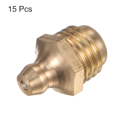 Image of HARFINGTON 15pcs Brass Straight Grease Fitting M12x1.5mm Metric Thread Hydraulic Grease Nipple Accessories for Car