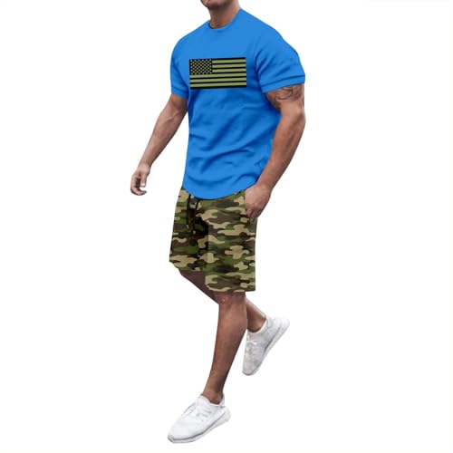 Ensemble homme t-shirt à manches courtes et short de couleur bleue en taille M