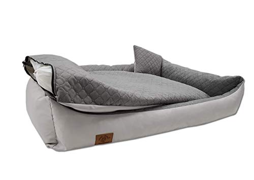 Odolplusz XXL - Hundebett für große Hunde - Hundekissen - Hundesofa mit Wendekissen | Bezug abnehmbar und waschbar [ 120x80cm, Grau ]