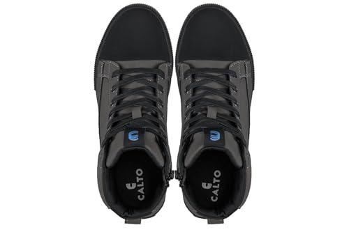 Image of CALTO Men's Invisible Height Increasing Elevator Shoes - Zip-up Cap Toe High Top Sneaker Boots - 2.4 Inches Taller