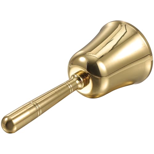 WEKAMOS Cloche à Main en Laiton Moyen Cloche de Service d'Hôtel et Restaurant Sonnette Portative pour Appel Client Utilisable en Réception et Service de Table