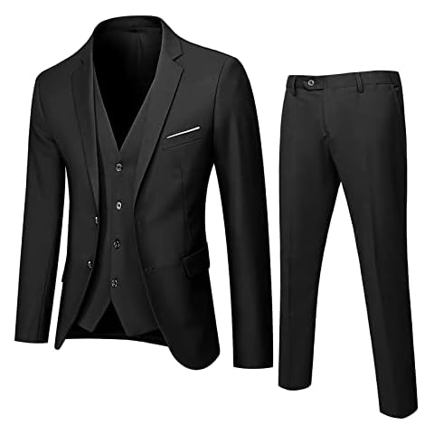 Generic Herren Slim Fit 3 Teilig Anzüge Herrenanzug Sakko für Hochzeit Business Cover