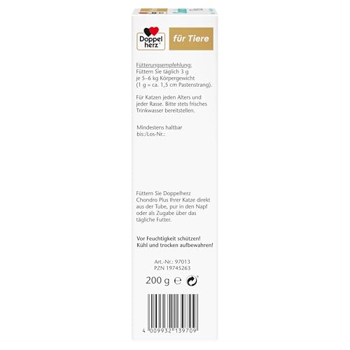 Doppelherz für Tiere Chondro Plus für Katzen - Für aktive Katzen - Mit Chondroitin, Glucosamin & Grünlippmuschel - 200 g Paste