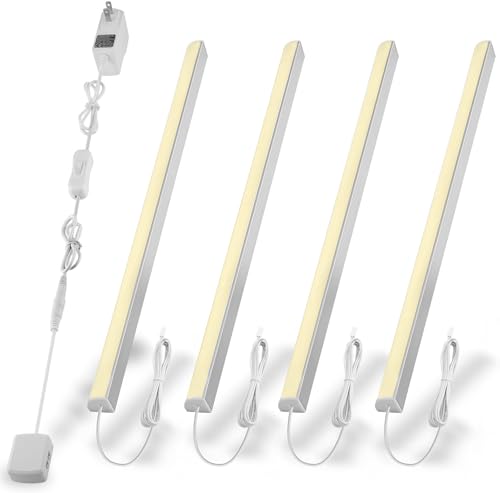 BUTKKXY LED Strip Lights Kit - 4X 12 inch V-Shape LED Shelf Lights for Display Showcase Kitchen Cabinet Closet - 1200lm, 12W, Warm White 3000K