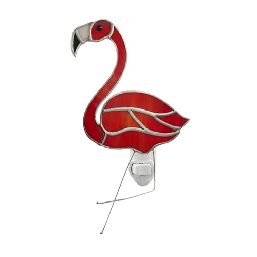 Image of CHEZBABY Stained Glass Night Light Plug into Wall Accent Nightlight Lamp Decorative for Hallway Bedroom Kitchen Home Decor(Flamingo)