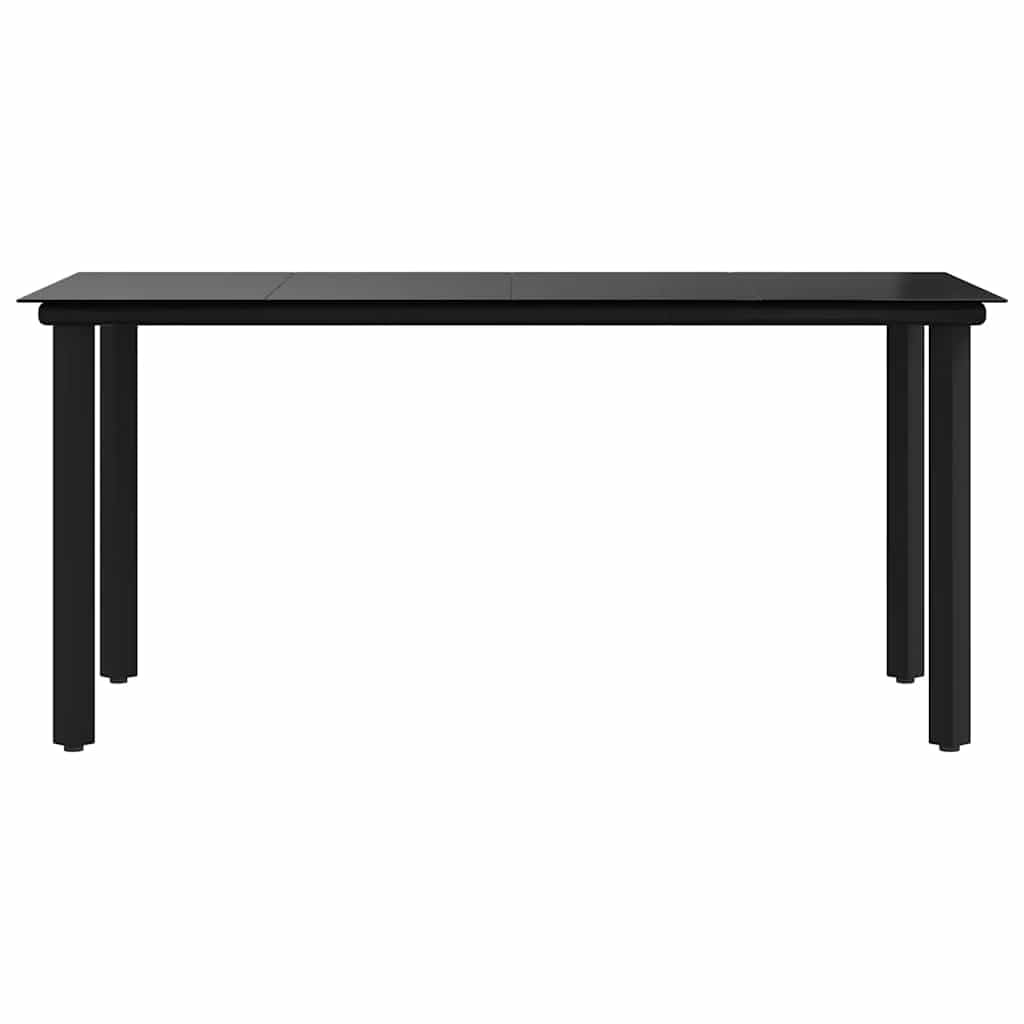 vidaXL Mesa Comedor Jardín Mueble Patas Rectangular Exterior Aire Libre Patio Terraza Cocina Comedor Hogar Acero y Vidrio Templado Negro