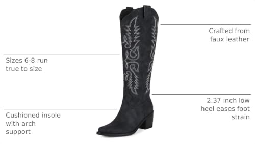 Image of ZJA Cowgirl Knee High Embroidery Pointed Toe Boots for Women