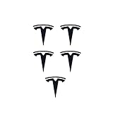 CoolKo Tesla Model X Model S Model 3 Center Cap Wheel Rim Logo T Emblem Decals Stickers 5 Pieces [Matte Black]