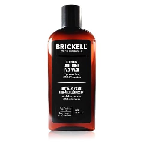 Brickell Men's Redefining Anti-Aging Face Wash For Men, Natural and Organic, Foaming Gel Face Wash Firms & Plumps Skin to Reduce Signs of Aging (Scented, 4 oz) Cover