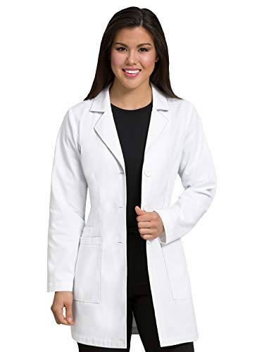 Med Couture Professional Women's Belted Back Mid-Length Lab Coat, White, X-Small