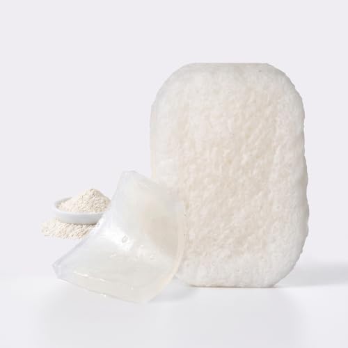 Image of ILEM JAPAN Natural Konjac Body Sponge - Soft White Sponge for All Skin, Exfoliating, Gentle Japanese Skincare Tool for Bath & Shower | For Men & Women | Help Reduction of Fine lines & Wrinkles