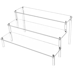 Estanteria Metacrilato Transparente QWORK Soporte de Exhibición de Acrílico Transparentede 3 Niveles, Vitrina Expositora para Figuras Pop/Magdalenas/Perfumes, 30x21x15cm