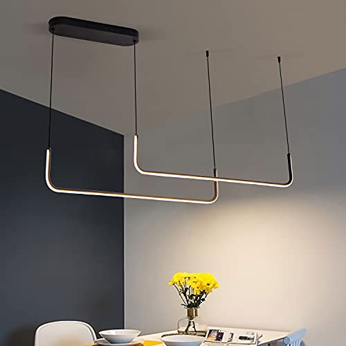 Suspension LED linéaire noire pour éclairage de salle à manger moderne