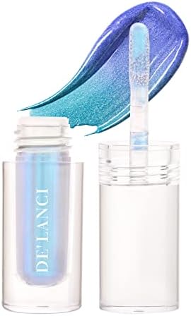 DE'LANCI Liquid Eyeshadow, Intense Duochrome Shifting Metallic Eyeshadow, Long-lasting With No Crease, Sparkly Glitter Highly Pigment Shimmer Eyeshadow Blue Makeup, 1.6g (#06 UNICORN)