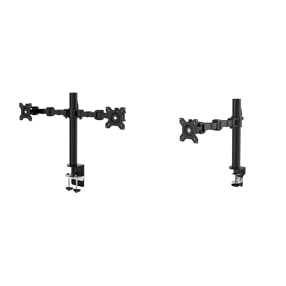 amazon basics Dual Monitor Stand - Height-Adjustable Arm Mount, Steel-image-12