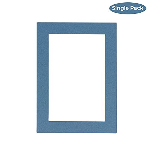 CountryArtHouse Steel Blue Acid Free 20x24 Picture Frame Mats with White Core Bevel Cut for 16x20 Pictures - Fits 20x24 Frame - One Mat
