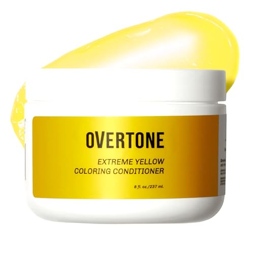Image of Overtone Semi Permanent Hair Color Conditioner, Extreme Yellow, 8 oz, Nourishing, Damage-Free, Color Depositing Mask for All Hair Types with Shea Butter & Coconut Oil, Vegan & Cruelty-Free