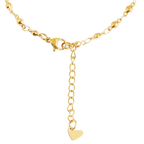 Edforce Stainless Steel 7 Mutli-Colored Evil Eye Pendant 1 Dangle Heart Anklet, 9"+2" Extender4