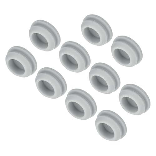 Image of MECCANIXITY 10pcs Silicone Snap in Locking Hole Plugs,15mm /0.6 Inch Mounting Diameter Narrow Groove Width 2mm Panel Seal Cover Round for Kitchen Bulkheads Waterproof Sealing Plugs Grey