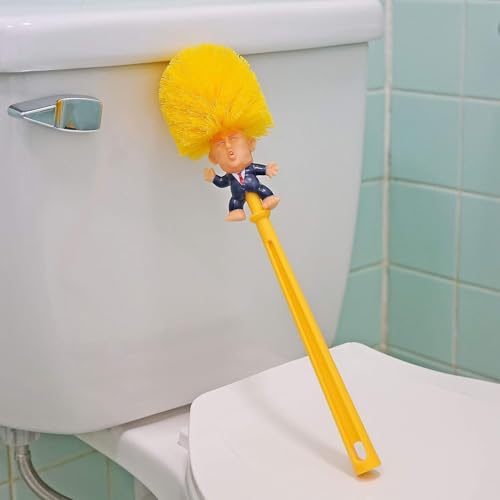 Image of Trump Toilet Brush ＆ Toilet Paper Roll Set, Funny Gag Gift Toilet Bowl Brush for Bathroom Cleaning, Political Satire Products