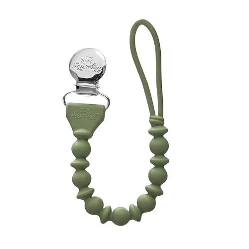 Image of Itzy Ritzy Silicone Pacifier Clip; 100% Food Grade Silicone Pacifier Strap with Clip Keeps Pacifiers, Teethers & Small Toys in Place; Features One-Piece Design & Silicone Cord (Camo)