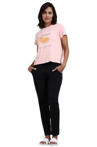 Image of Van Heusen Women's Cotton T-Shirt | Soft Breathable Cotton | Relaxed fit | Lounge Tee| Printed | Round Neck | Short Sleeve| Comfortable Everyday Wear | Style 55432