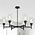 HCCZ 6 Light Farmhouse Chandelier Black Dining Room Light Fixture Over Table Industrial Hanging Pendant Lighting for Living Room Foyer Kitchen Island Adjustable Height E26 Socket with Glass Shade