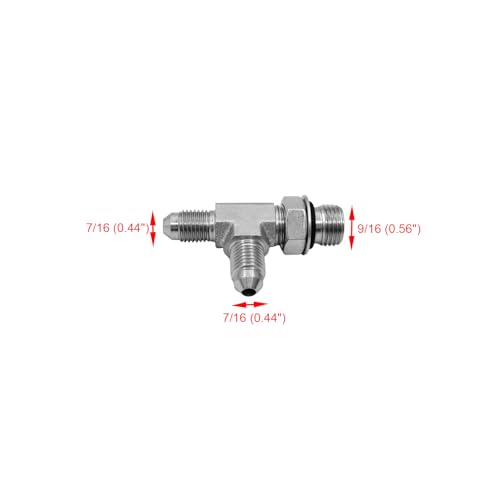Image of (2-PACK) 6804-04-06-04-NWOHydraulicHose AdapterFittingRunTee1 /4 inchMaleJIC37(7 /16 inch-20UNF)x3 /8 inchMale AdjustableO-RingBoss(9 /16 inch-18UNF)x1 /4 inchMaleJIC37(7 /16 inch-20UNF)PipeJointsConnectorCarbonSteel