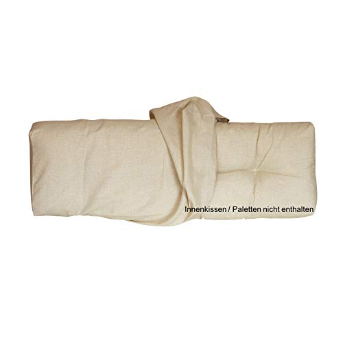 LILENO HOME Housse rembourrée de coussin pour palette européenne - Housse extérieure pour meubles en palettes - Housse de rechange pour coussin de dossier - 120 x 40 x 16-20 cm - Beige Cover