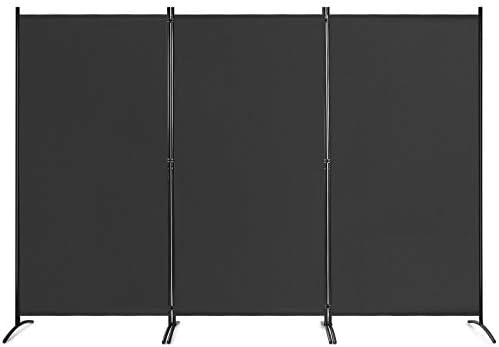 Giantex 6 Ft Tall 3 Panel Room Divider Black, Lightweight Portable Folding Privacy Screen, Freestanding Partition Wall Divider and Separator for Bedroom Home Office Apartment Studio