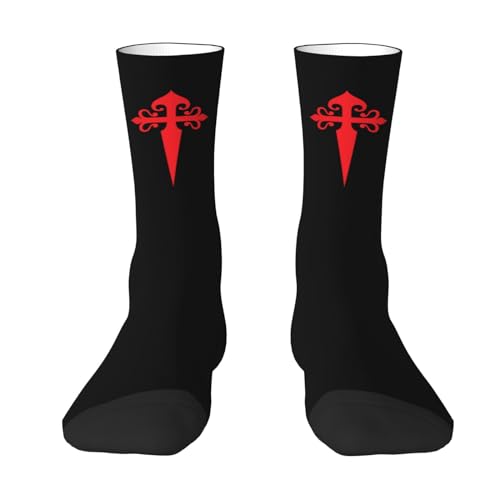 Moda Calzini da Lavoro, Cross Santiago Us Flag, Calze Uomo Antiscivolo Sportive Running Calzini per Camminata Ciclismo 40cm