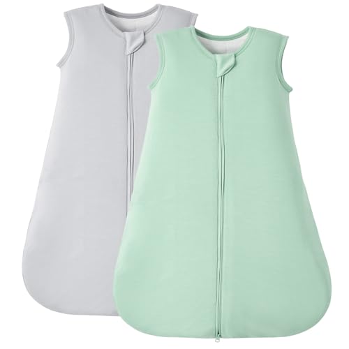Image of Duomiaomiao 2 Pack Buttery Soft Rayon Made from Bamboo Baby Sleep Sack 18-36 Months 1.0 TOG, Premium Baby Sleeping Bag 2-Way Zipper for Babies