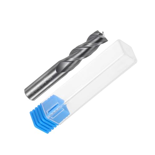 Image of uxcell Carbide Square End Mill, 5 /8 inch Diameter Uncoated 3 Flutes Milling Bit Cutter, for Aluminum Copper Non-Ferrous Metal, 5 /8 inch Shank 2-3 /8 inch Cut Length 4 inch Long