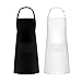SUQ 2 StückeVerstellbarem Nackenband Schürze mit 2 Taschen, Polyester, Anti-Fett, Kochschürze für Männer Damen, Köche Schürze, für Küche, Restaurant, Café, Backen Garten BBQ (Schwarz, Weiß)