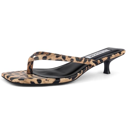 Image of STUNAHOME Kitten Heels Sandals for Women Cute Summer Square Open Toe 1.4 Inches Comfortable Thong Flip Flop Heels