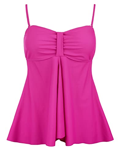 Image of Hilor Women's Flyaway Tankini Top Bandeau Swimsuit Flowy Bathing Suit Tummy Control Swimwear