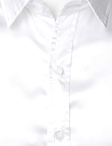 Image of ZEROYAA Men's Luxury Printed Silk Like Satin Button Down Dress Shirt for Party Prom