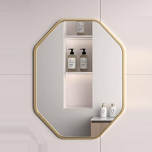 Espejos Octogonales De Largo para Pared, con Marco De Metal, Espejo Octágono Alargado Grande,Ideal para Baño, Dormitorio, Sala De Estar, Entrada(C,40x60cm)