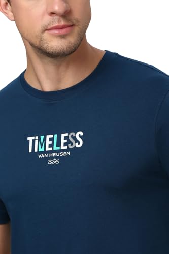 Image of Van Heusen Men Cotton Regular Fit Athleisure Graphic T-Shirt - Round Neck, Short Sleeve, Minimal Print