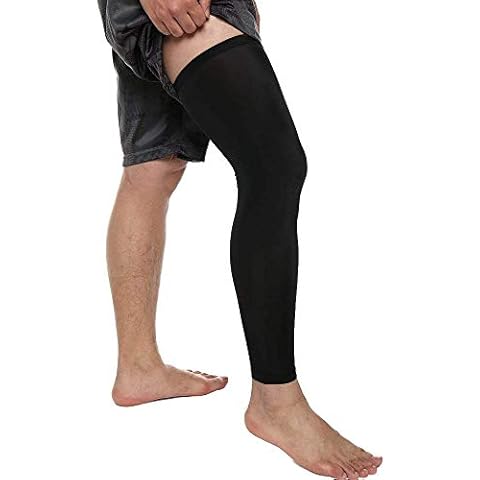 FITTOO Compression Long Leg Sleeves Knee Support Protector Gear for Basketball,Running,Jogging Outdoor Activities Grey - Single Cover