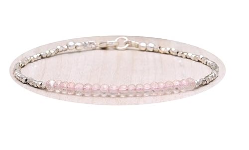 Bracelet en quartz rose facetté 2-3mm LKBEADS et argent 925