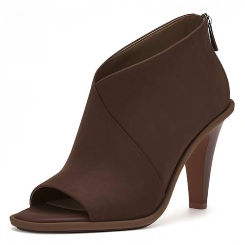 FOWT Women Chic Peep Toe Comfy Pumps High Heel Back Zipper Ladies Summer Party Dressy Shoes Size 4-16 US