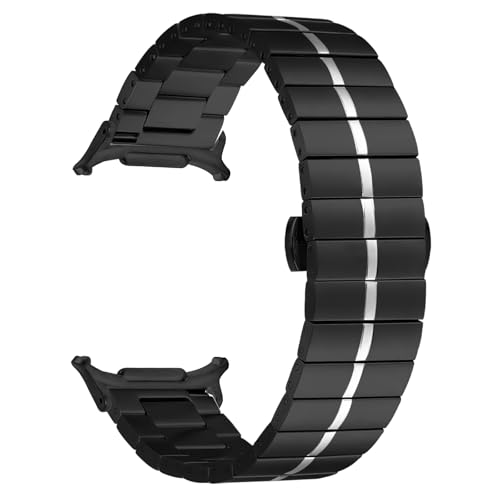 JUSUTEK 新登場 竹節形線?ステンレス鋼バンド コンパチブル Samsung Galaxy Watch 8 40mm,44mm/8 Classic 46mm対応 バタフライクラスプ 調節も簡単 スマートウォッチ時計ベルト 耐久性? 腕時計交換用 メタ