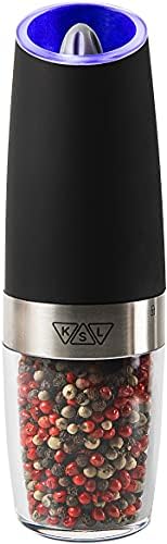 KSL Gravity Electric Salt and Pepper Grinder - Adjustable Motorized Electrical Powered Auto Shaker - Automatic Power Mill - Automated Battery Operated Electronic Crusher - Christmas Mother's Day Gift