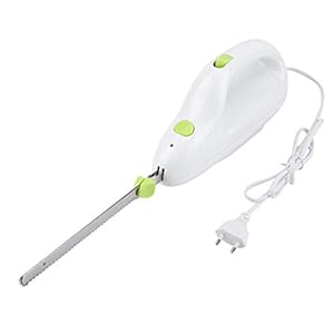 KUIKUI – 110W elektrisch mes, gekartelde vleesmessenset, broodsnijder en vleesmes, verwisselbaar, verwijderbaar, gemakkelijk schoon te maken Vaatwasmachinebestendige messen Ideaal voor het snijden van