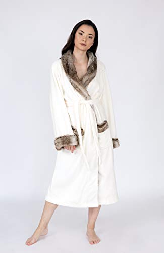 Chic Home Belgian Robe Cozy Super Soft Ultra Plush Faux Fur Fleece Sherpa Trim With 2 Pockets And Belt, 50 X 44, Brown #TOP3