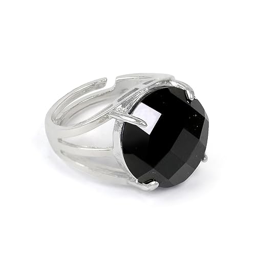 Image of Reiki Crystal Products Adjustable Rings, Round Cutting, Amethyst, Black Tourmaline, Goldstone brown, Green Jade, Lapis Lazuli, Opalite, Red Jasper, Rose Quartz, Tiger eye, Gemstone Ring
