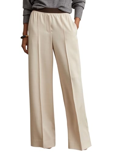 REISS Womens' Wilde Wide Leg Trouser in Neutral, Size 8R