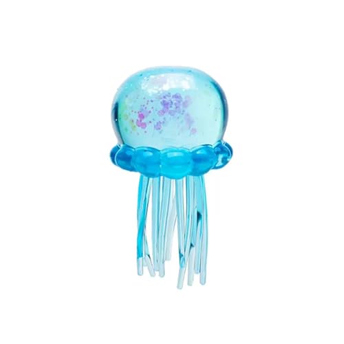 Sparkling Jellyfish Sensory Stress Relief Tool with Flexible Tentacles - Premium Soft TPR Hand Squeezer for Focus & Relaxation - Aesthetic Shimmering Desk Gadget & Adult Anxiety Solution (blue)
