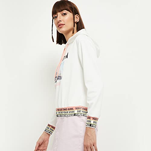 Image of Max Women Polyester Graphic Printed Hooded Sweatshirt